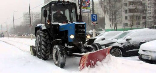 Снегоуборочные тракторы и машины в действии