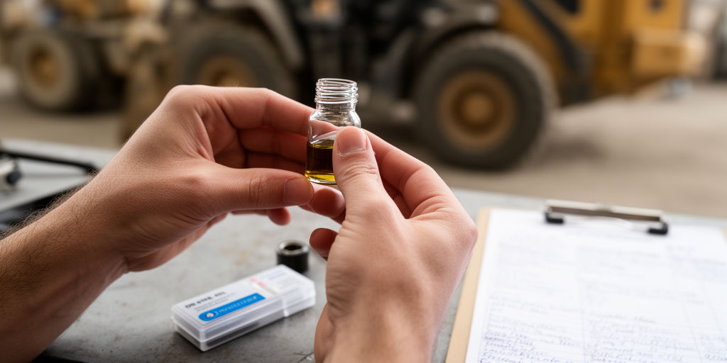 Анализ образца масла в пробирке на солнце